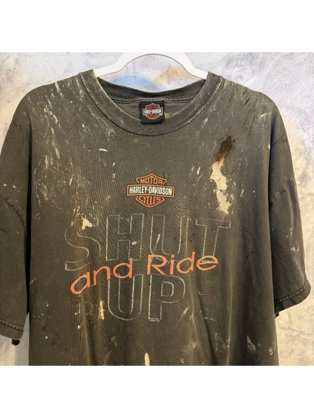 VTG Harley Davidson Atlantic City T Shirt Mens 2XL Thrashed Stand Up & Ride 2001